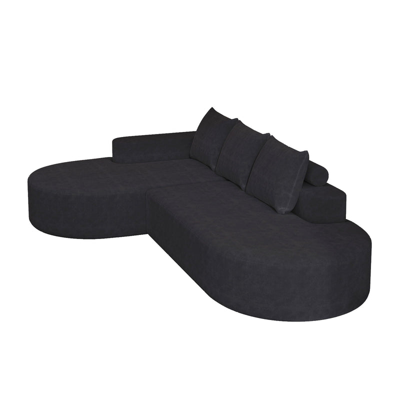 Modern Curved Sofa, L-Shaped Modular Sectional Set With 3 Pillows by HouseOfZazla