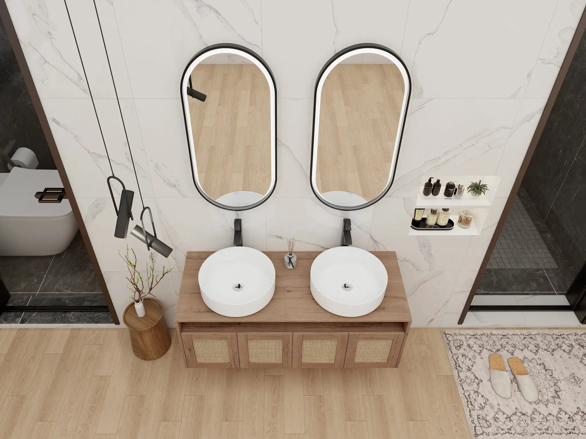 48" Bathroom Vanity with Ceramic Art Sinks by HouseOfZazla