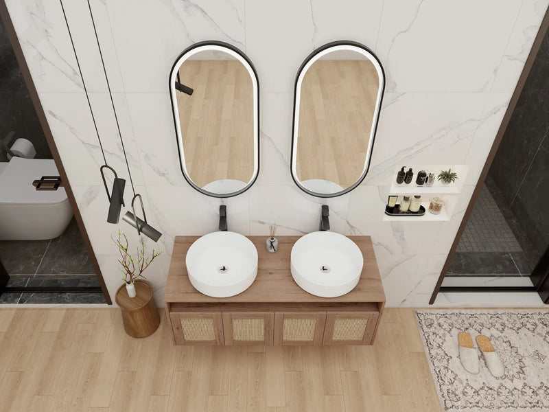 48" Bathroom Vanity with Ceramic Art Sinks by HouseOfZazla
