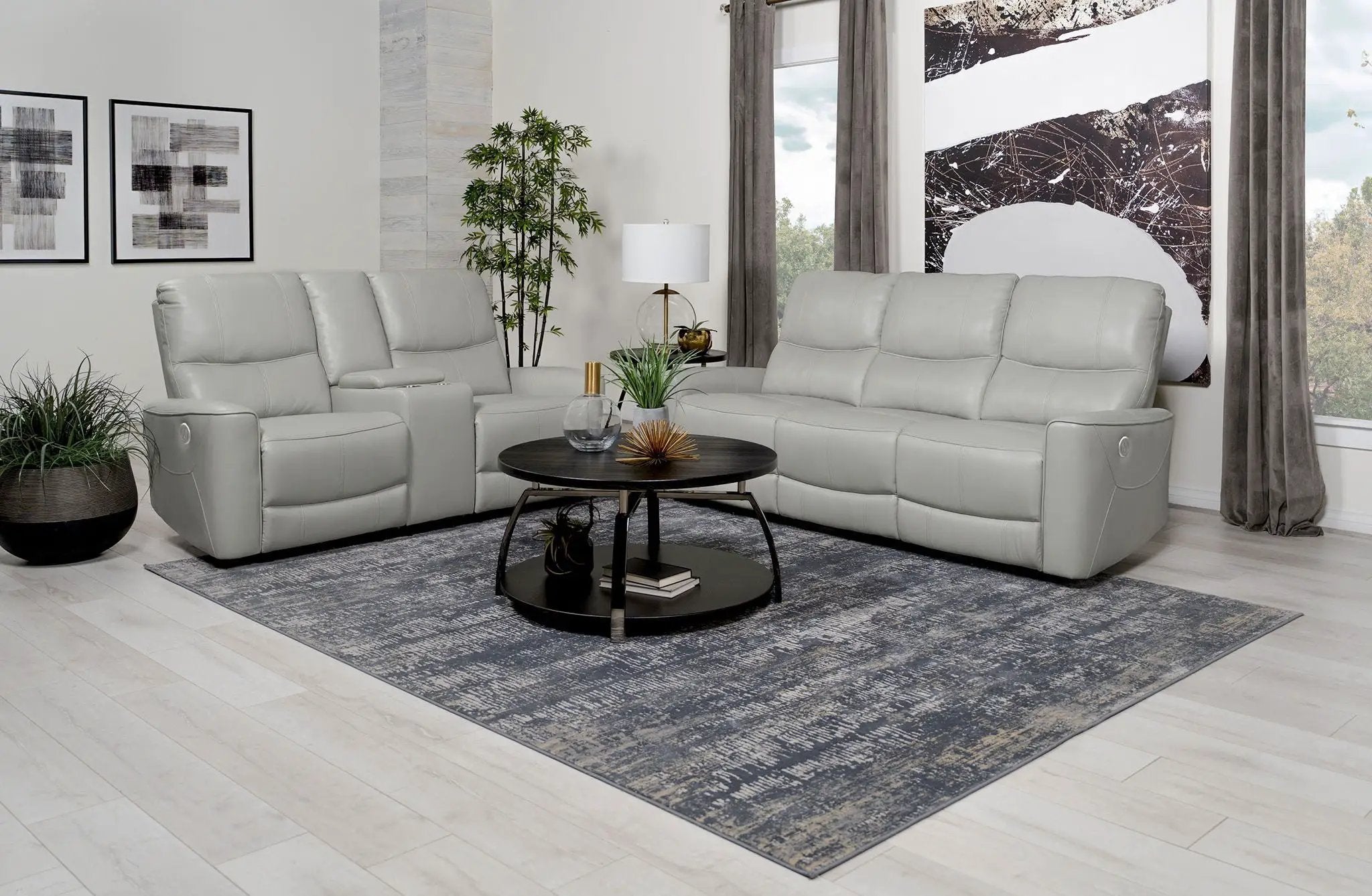 Greenfield 2-piece Power Reclining Sofa Set Dove Grey by Unique Piece Furniture