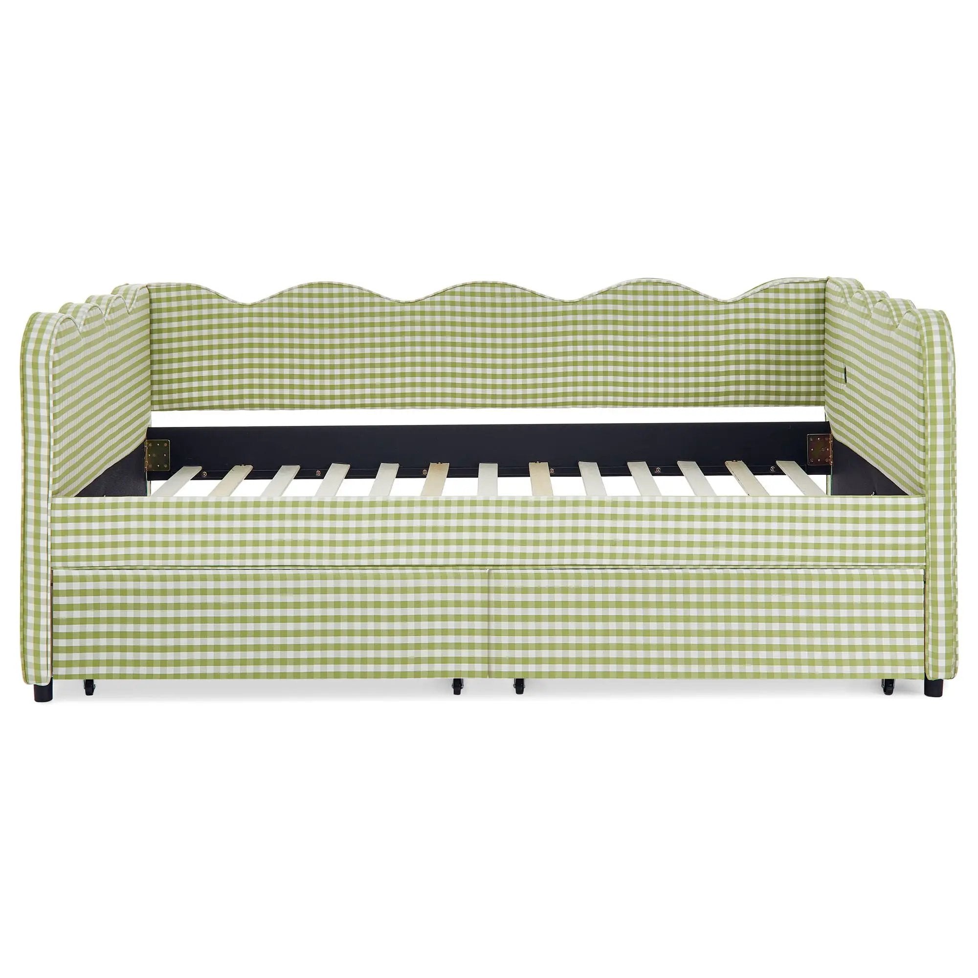 Gingham Daybed With USB Charging Port, Wave-Shaped Design by Unique Piece Furniture