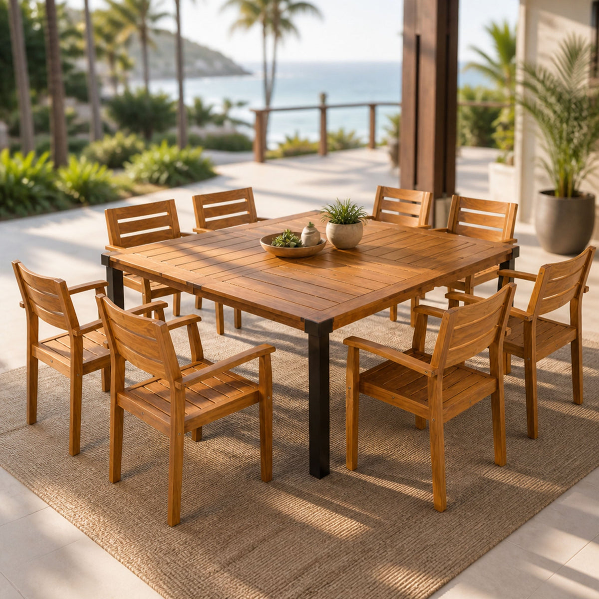 9-Piece Acacia Wood Outdoor Dining Set by HouseOfZazla