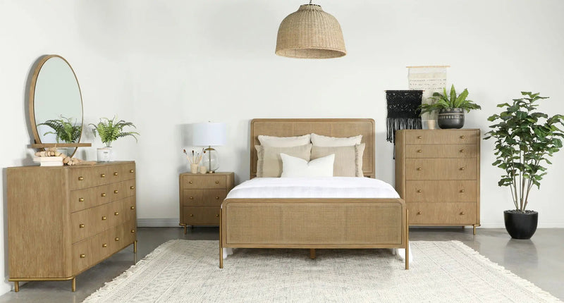 Arini 5-piece Queen Bedroom Set Sand Wash and Natural Cane by Unique Piece Furniture