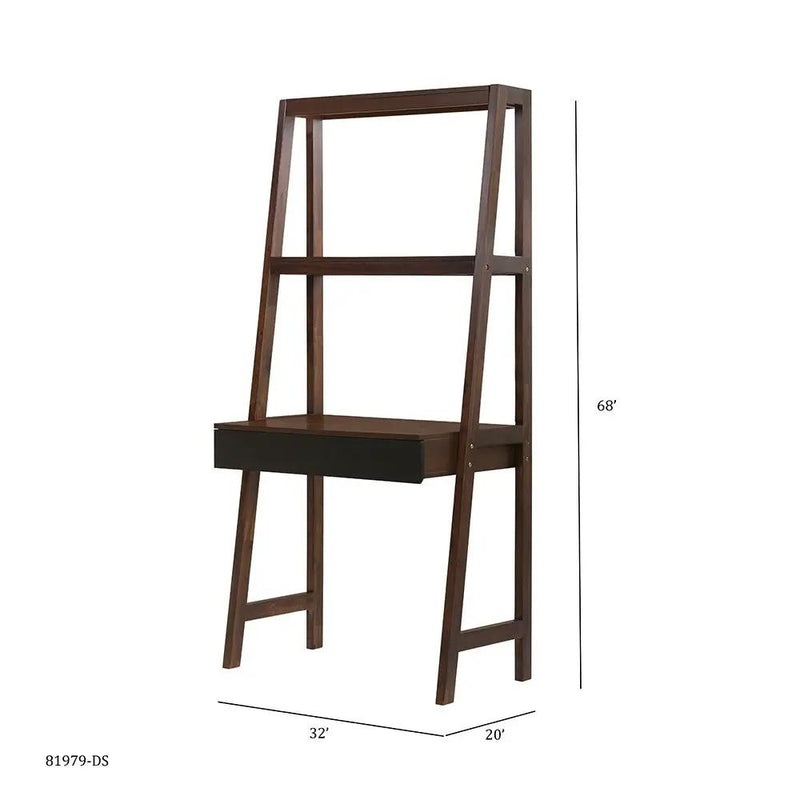 Ladder Desk, Ladder Style Display Shelf - Natural Wood / Brown by Unique Piece Furniture