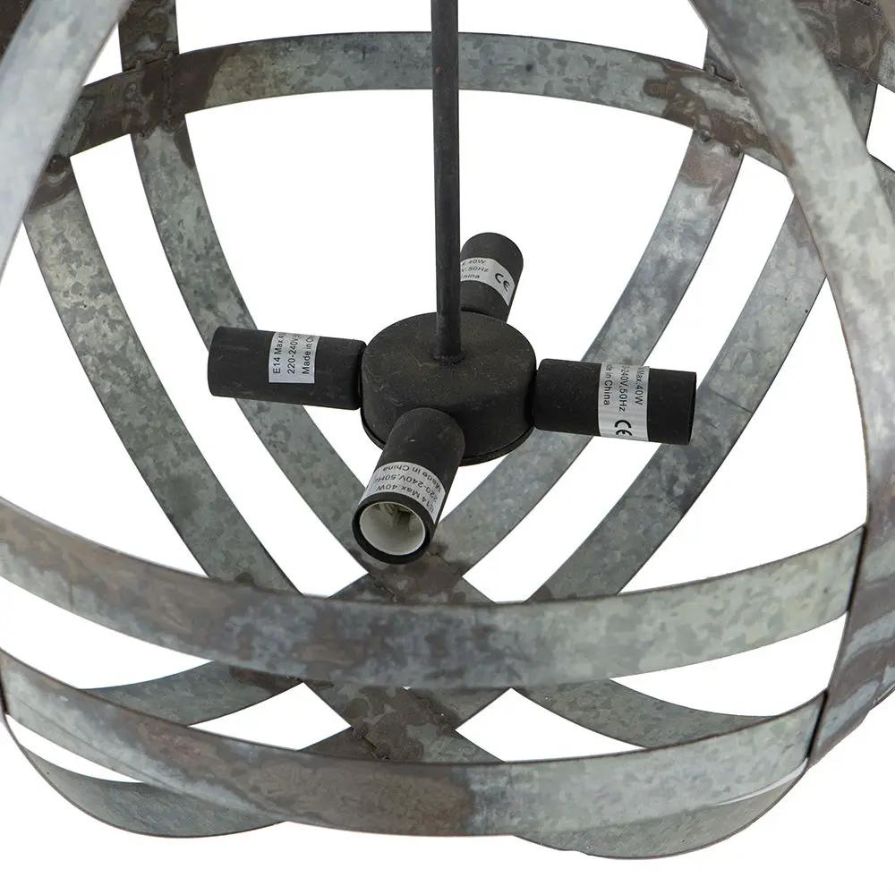 4 Light Galvanized Chandelier, Hanging Light Fixture With Adjustable Chain For Kitchen, Bulb Not Included - Gray by HouseOfZazla