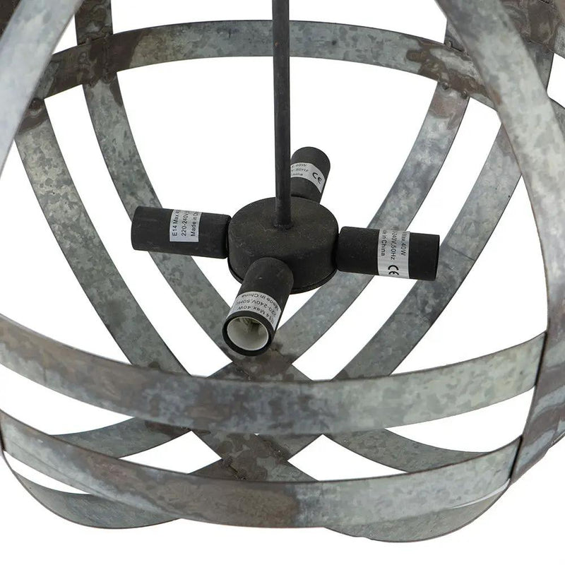 4 Light Galvanized Chandelier, Hanging Light Fixture With Adjustable Chain For Kitchen, Bulb Not Included - Gray by HouseOfZazla