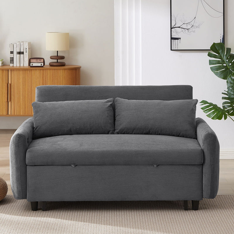 Pull-Out 2 Seat Modern Sleeper Sofa With 2 Throw Pillows And USB Ports by HouseOfZazla