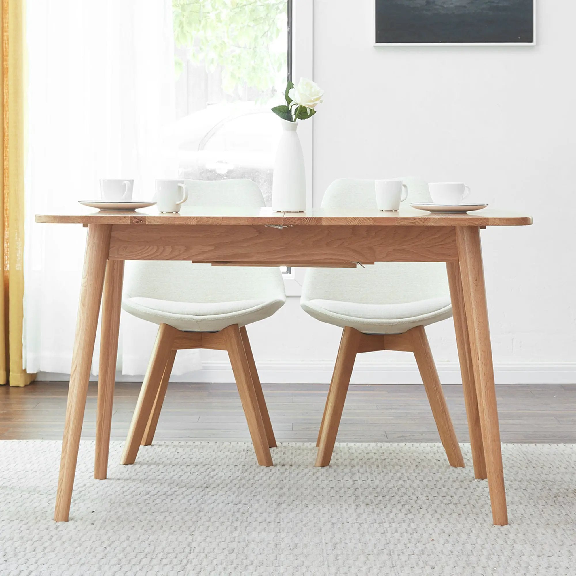 Natural Solid Oak Round Corner Dining Table by BLAKHOM