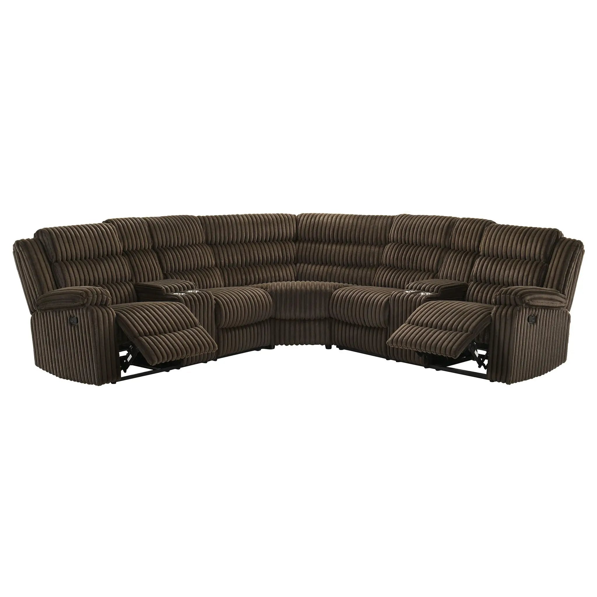 Atkinson Upholstered Reclining Sectional Sofa Chocolate by Unique Piece Furniture