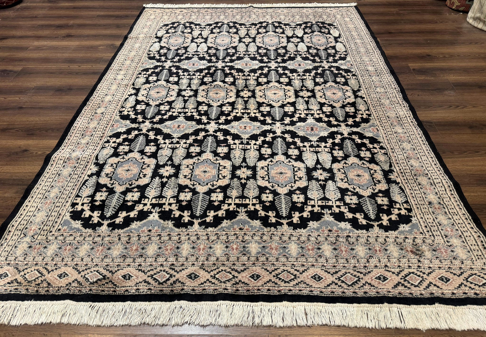 Turkoman Bokhara Rug 6x9, Pakistani Carpet, Black, Hand Knotted by Jewel Rugs