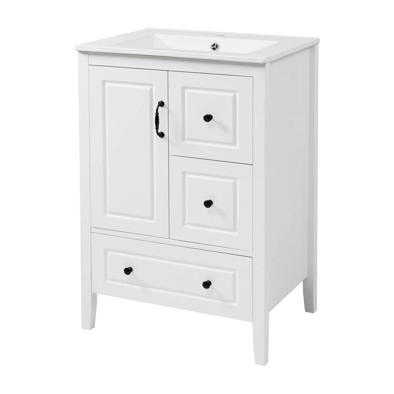 Retro Bathroom Vanity With Sink, Soft Closing Cabinet & Drawers by HouseOfZazla