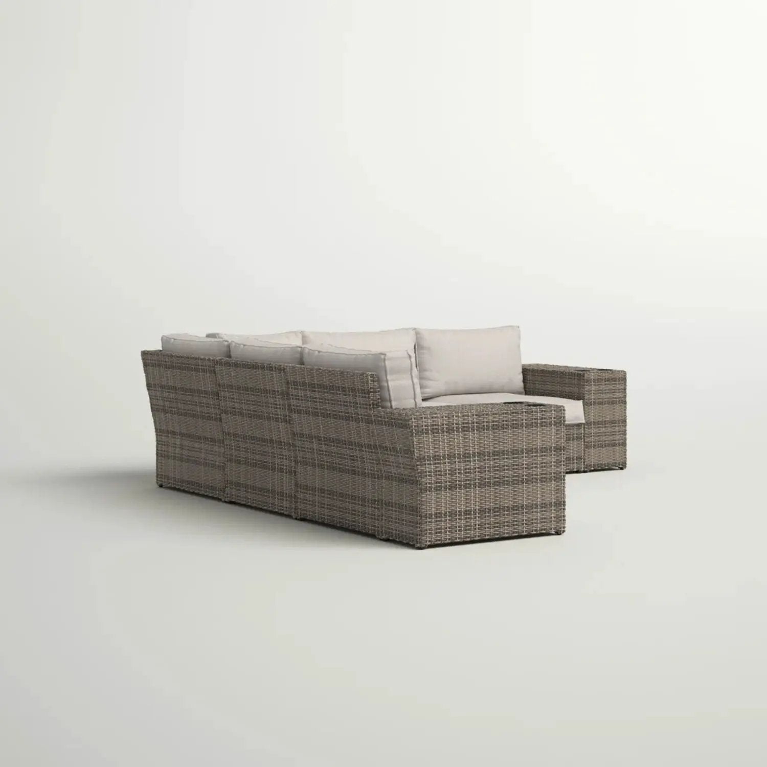 Wide Outdoor Wicker Patio Sectional With Cushions & Reversible Design - Gray by HouseOfZazla