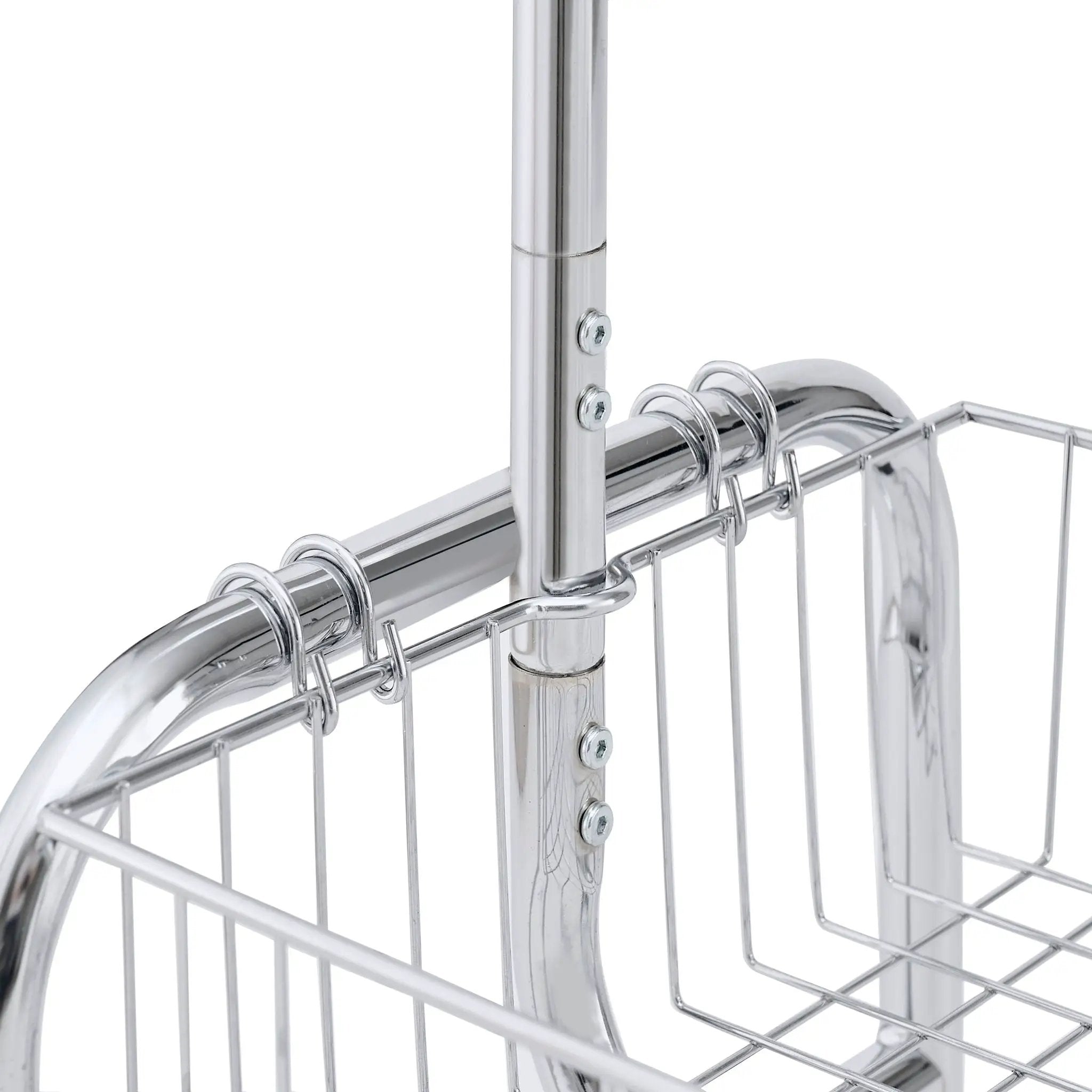 Heavy Duty Iron Garment Rack With Basket On Wheels - Silver by Unique Piece Furniture