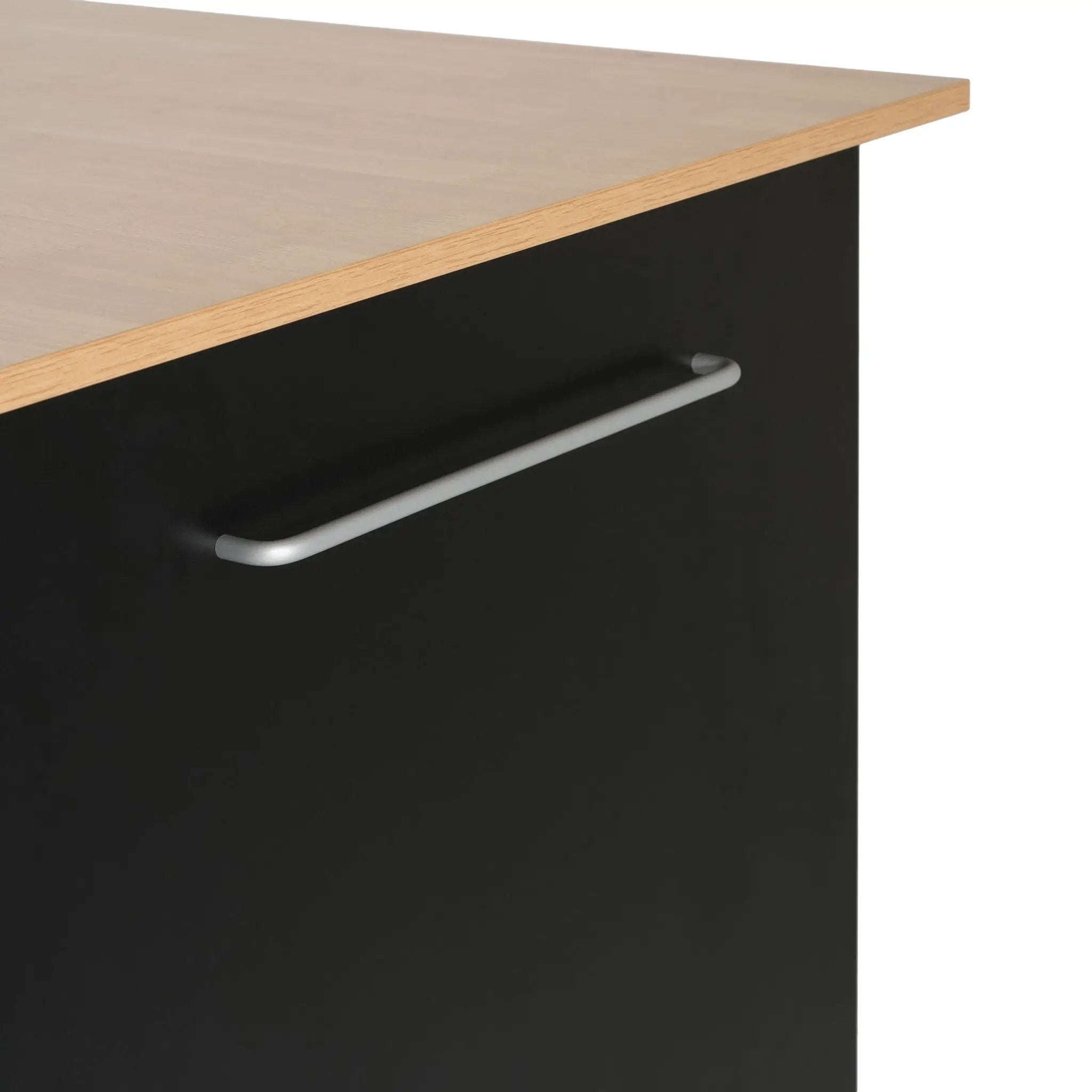 Mobile Kitchen Cart With Storage With 2 Doors, 3 Drawers & Adjustable Shelf - Black / Natural by HouseOfZazla