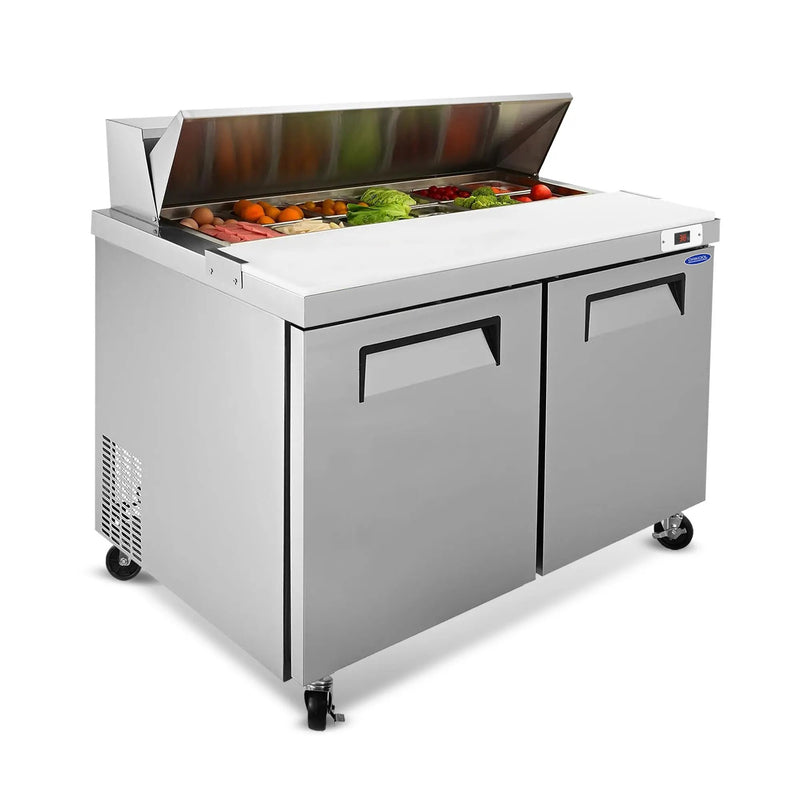 48" Width Commercial Refrigerators Sandwich & Salad Prep Table with a Butcher Block Cutting Board by Chery Industrial
