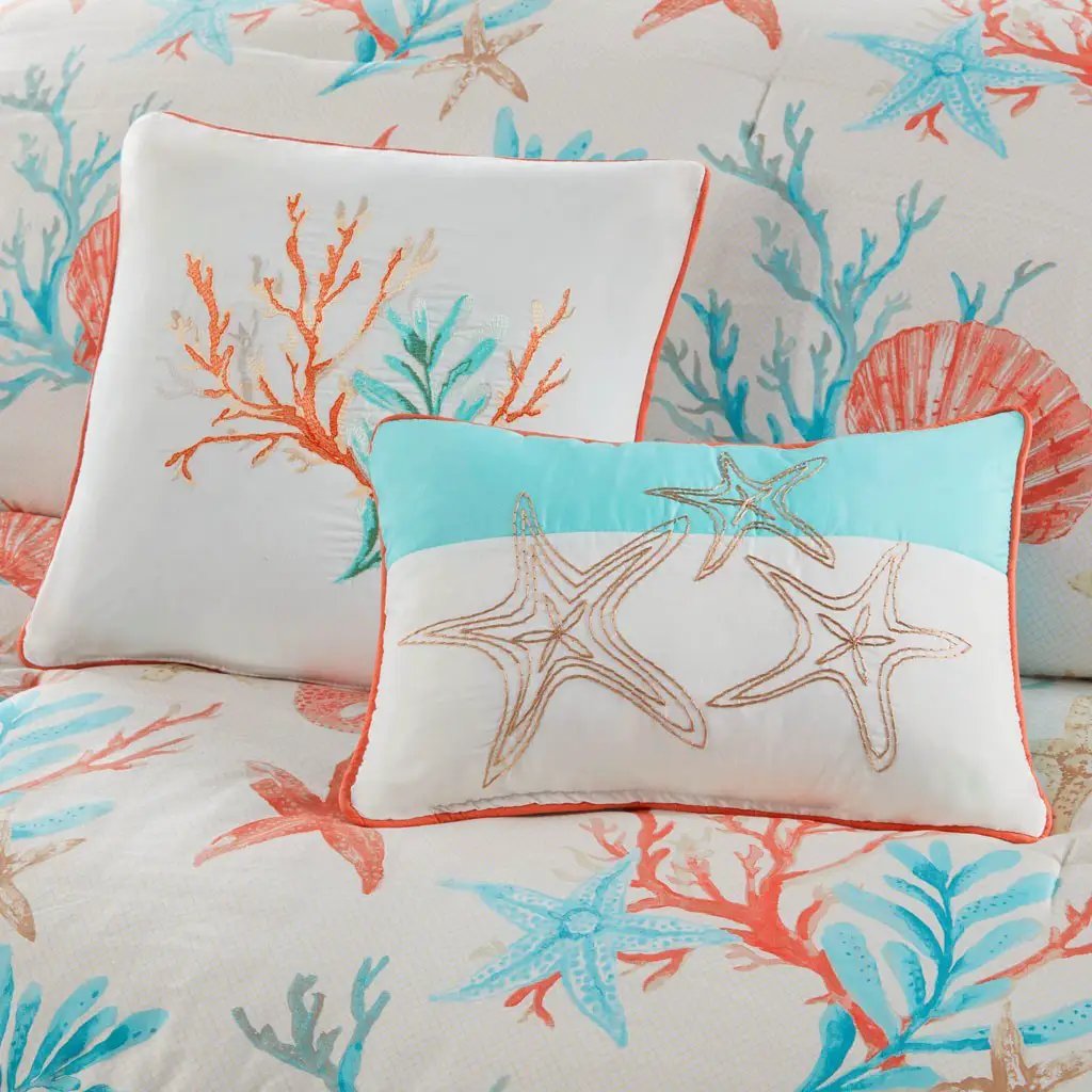 7 Piece Cotton Sateen Comforter Set Coral California King by HouseOfZazla