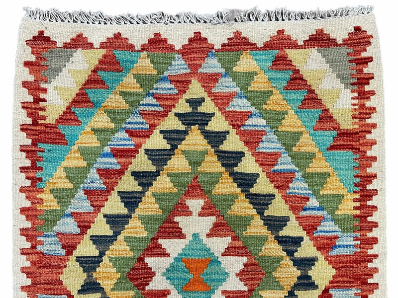 Small Kilim Rug 2x3 Colorful Turkish Kilim Accent Rug New Flatweave Wool Kilim Chobi Kilim Diamond Zigzag Playroom Rug by Jewel Rugs