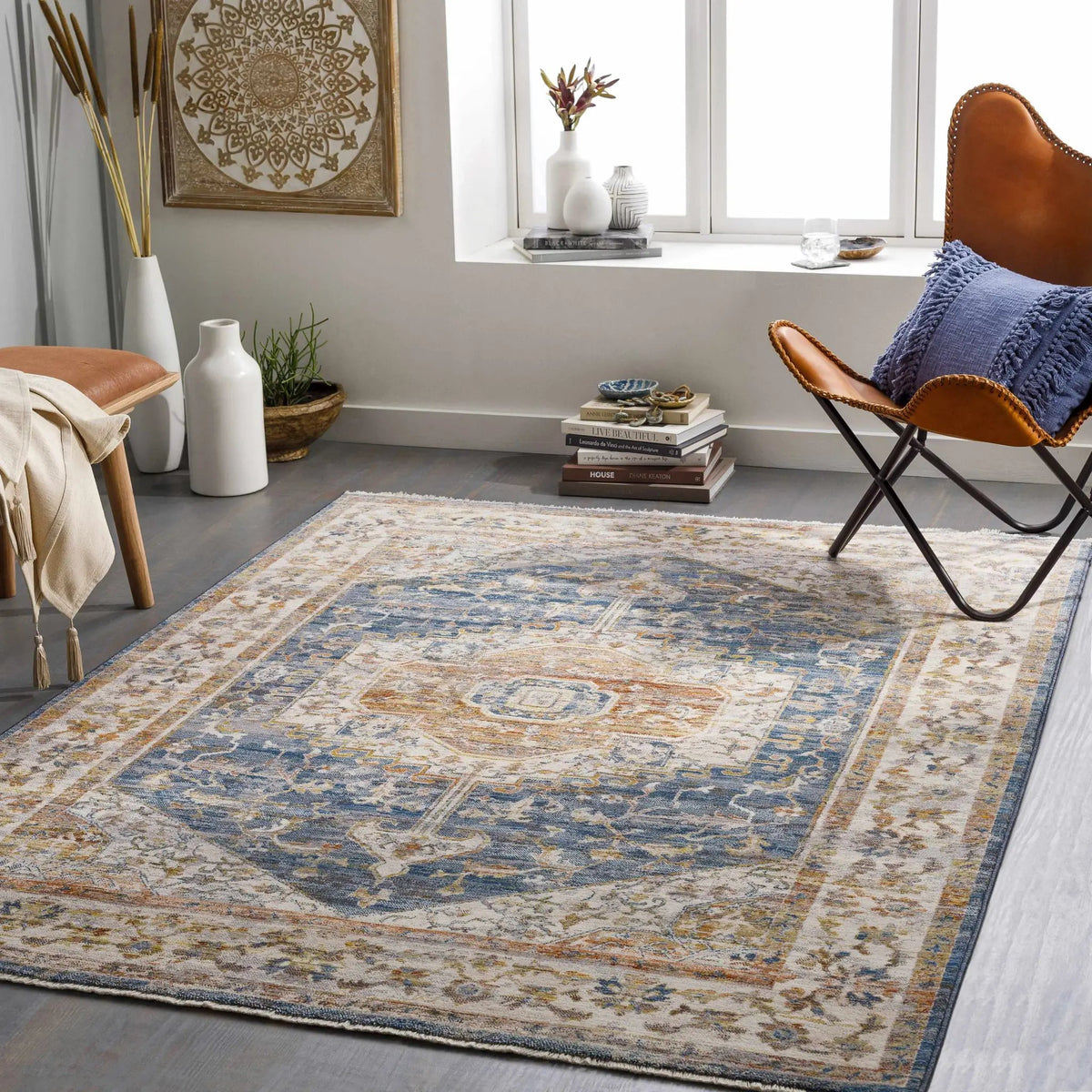 Solana Distressed Medallion Area Carpet - Clearance, installed in a room