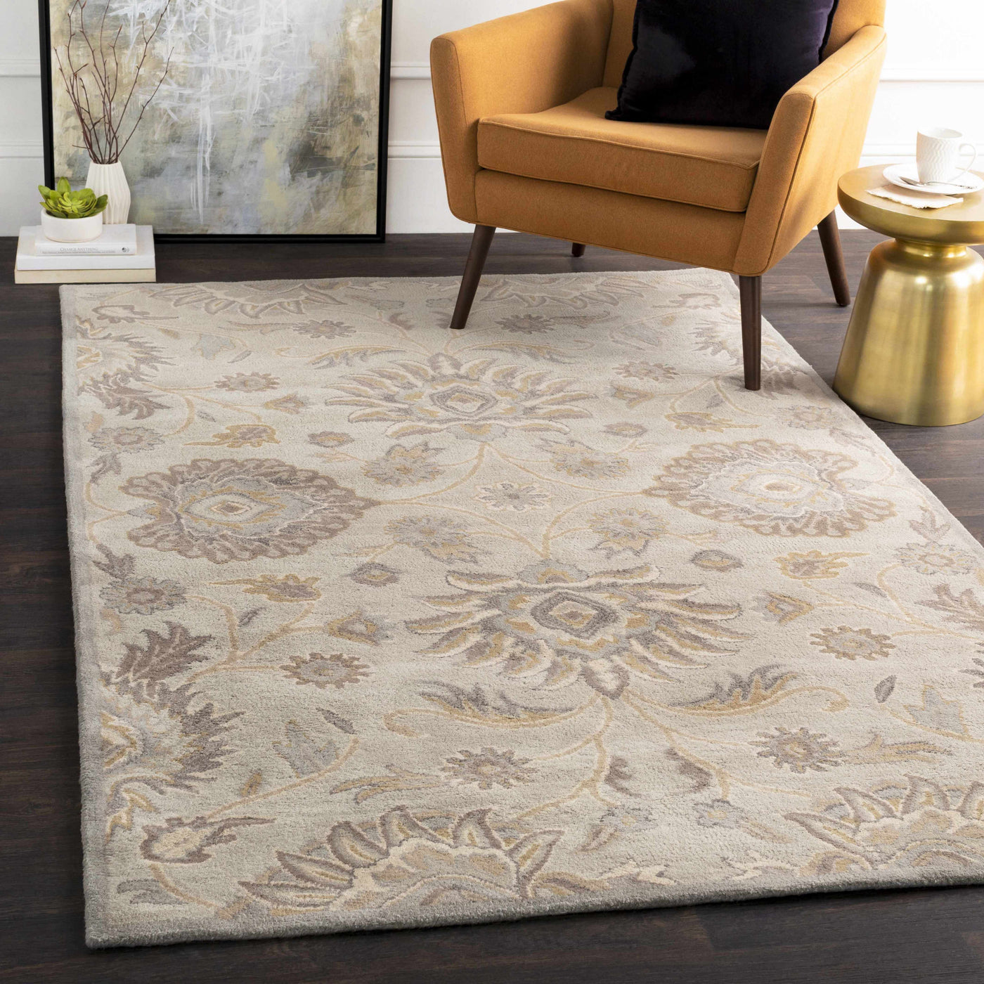 Conesus 1192 Hand Tufted Ivory&Taupe Wool Rug by Boutique Rugs