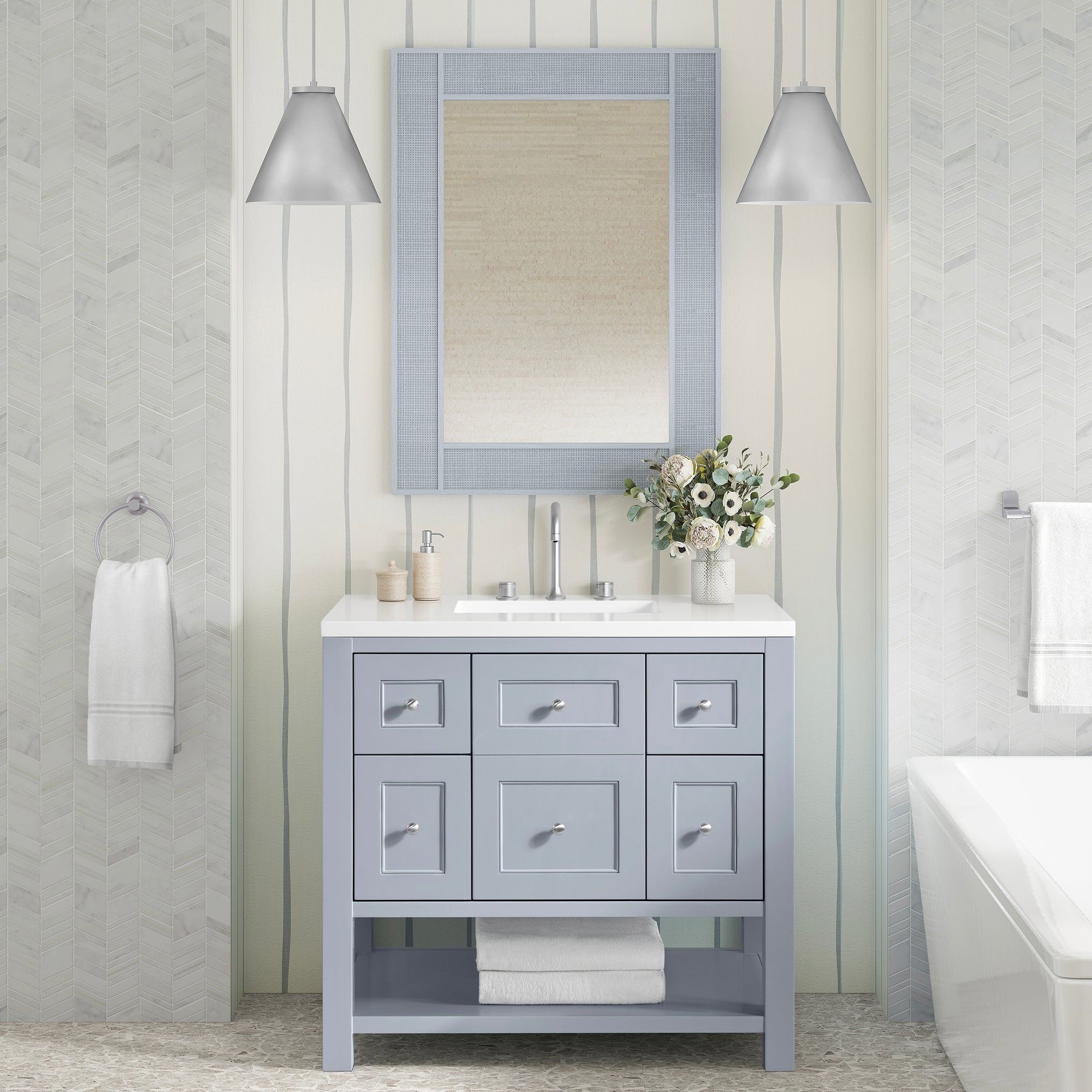 James Martin Solene 28" Mirror, Serenity Blue, view 2
