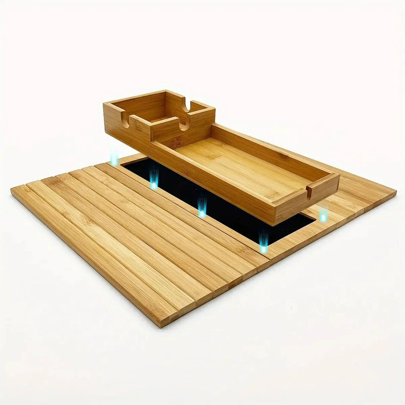 Bamboo Sofa Armrest Tray with Removable Organizer for Couch Lovers by House Of Avana