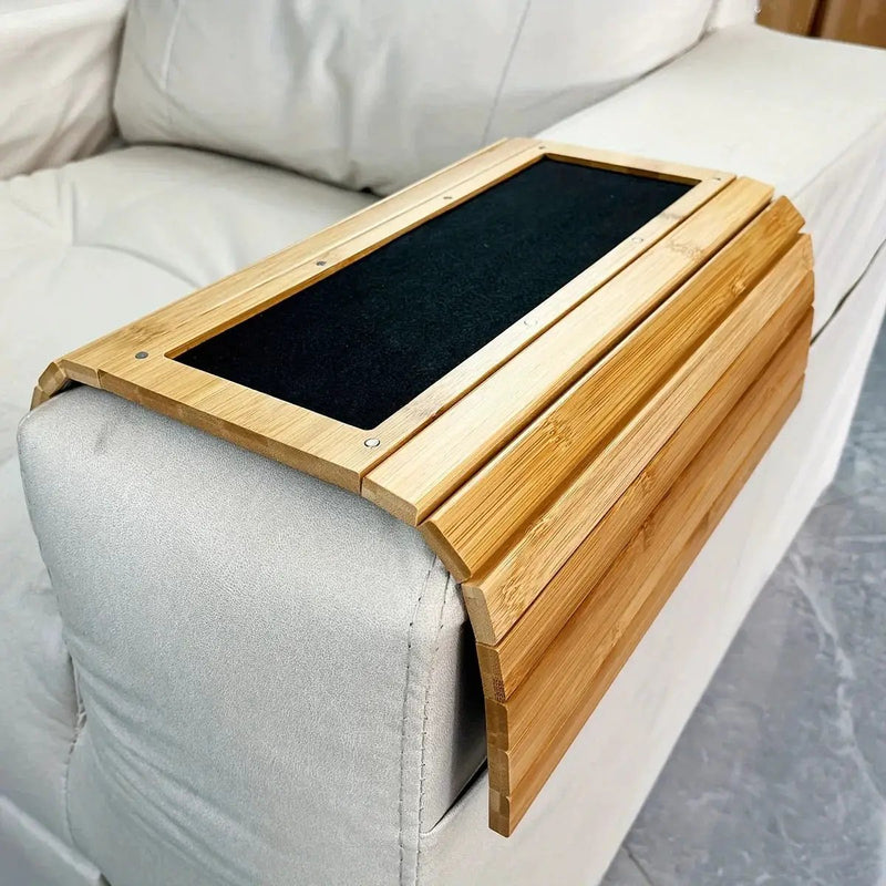 Bamboo Sofa Armrest Tray with Removable Organizer for Couch Lovers by House Of Avana