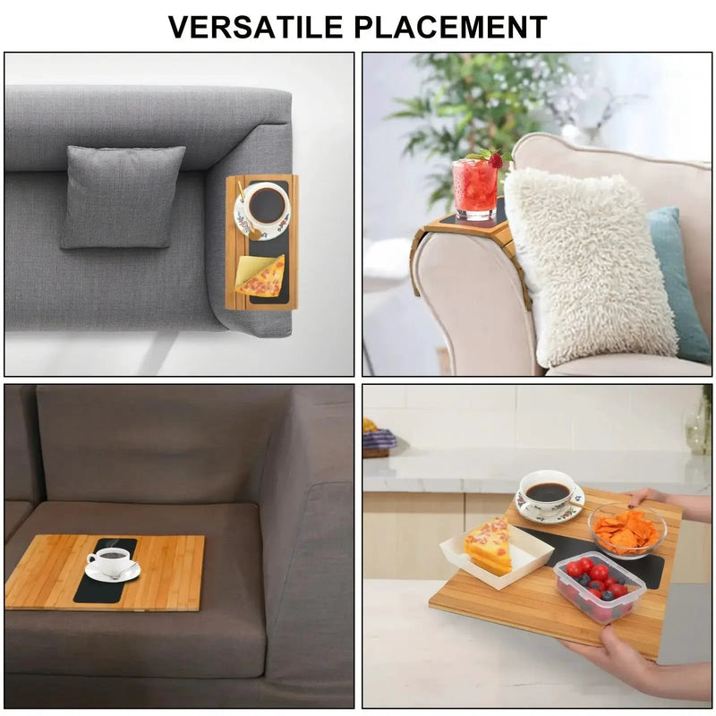 Bamboo Sofa Armrest Tray with Removable Organizer for Couch Lovers by House Of Avana