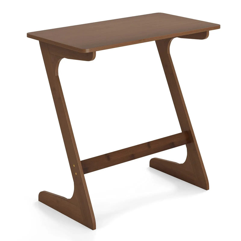 Bamboo Z-Shaped Spacious Sofa Side Table with Space-Saving Tabletop by DirectDeals