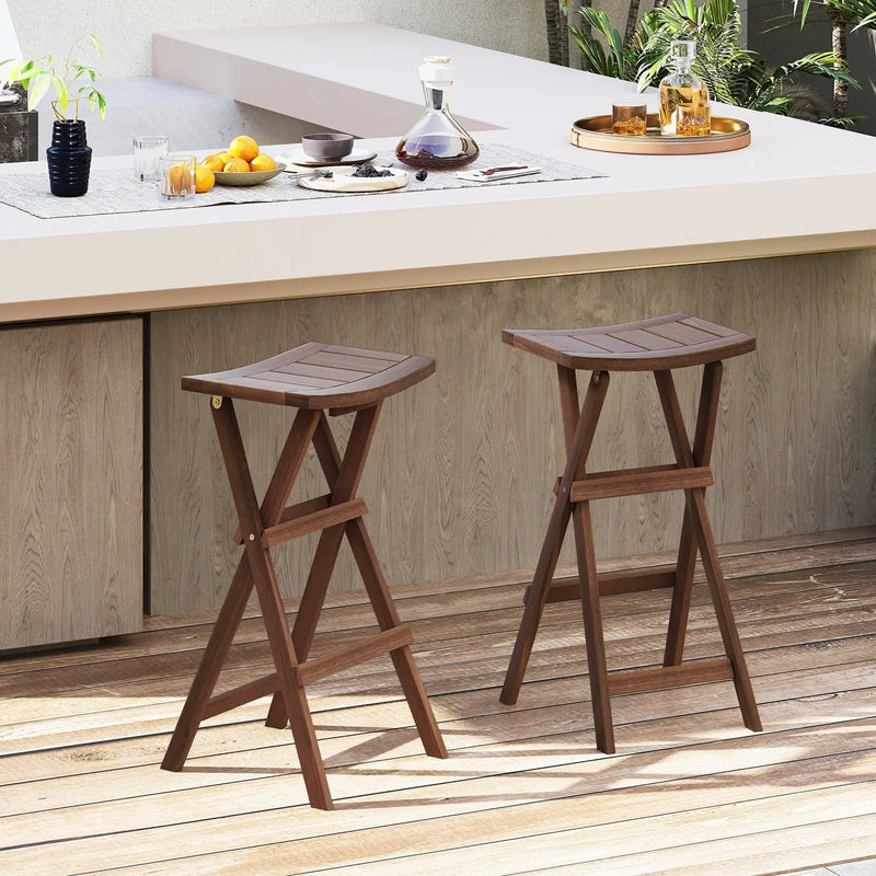 Bar Stools Set of 2 with Saddle Seat and Footrest for Kitchen Island and Balcony by DirectDeals