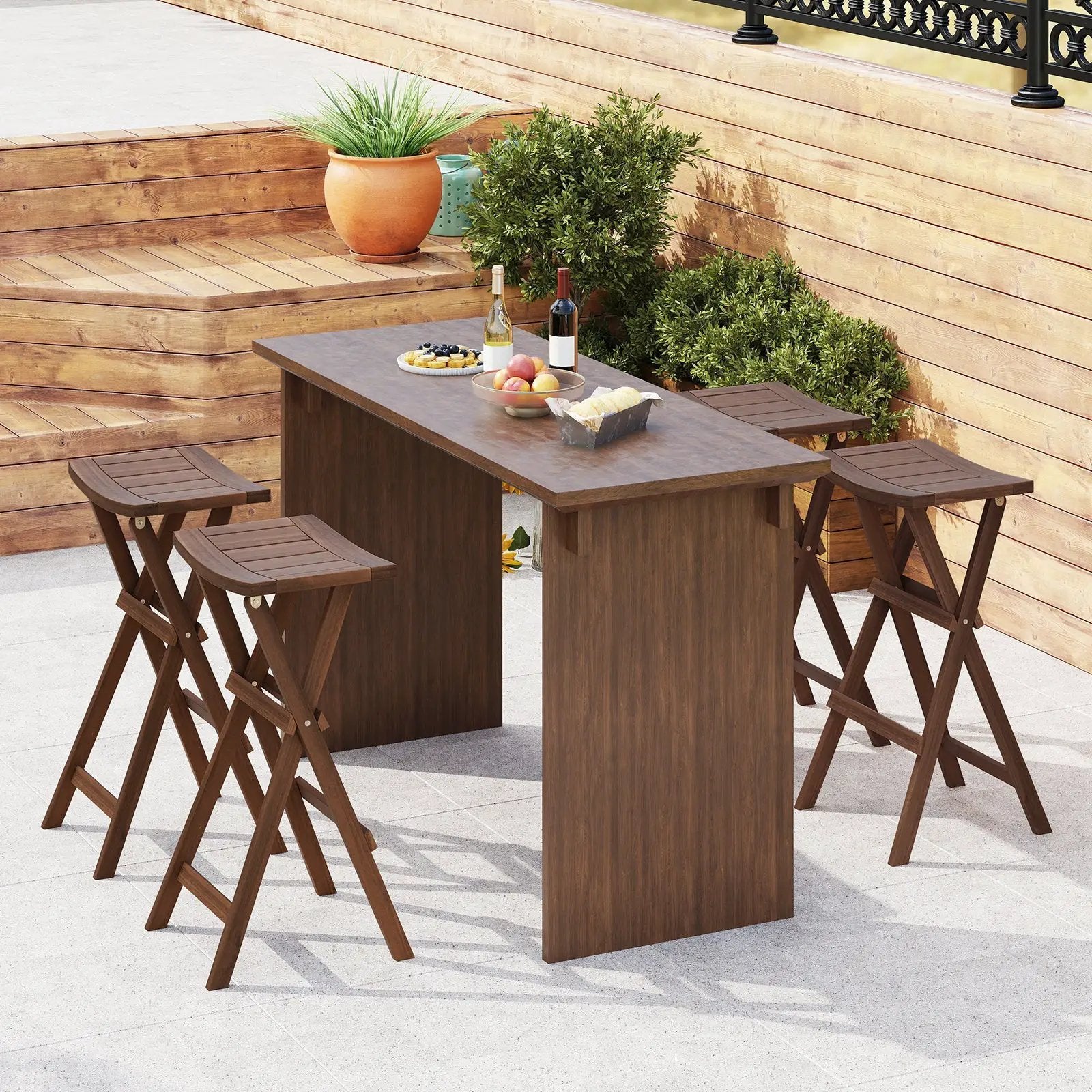 Bar Stools Set of 2 with Saddle Seat and Footrest for Kitchen Island and Balcony by DirectDeals