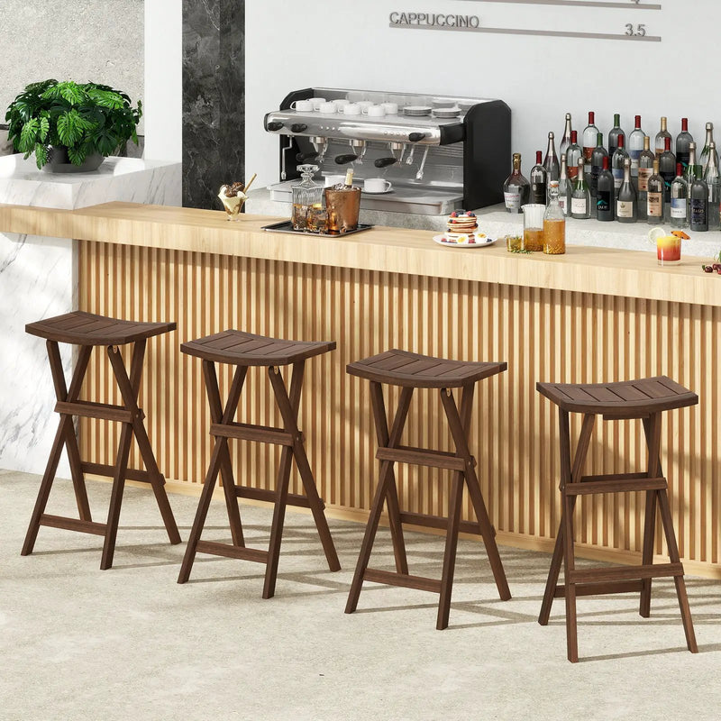 Bar Stools Set of 2 with Saddle Seat and Footrest for Kitchen Island and Balcony by DirectDeals