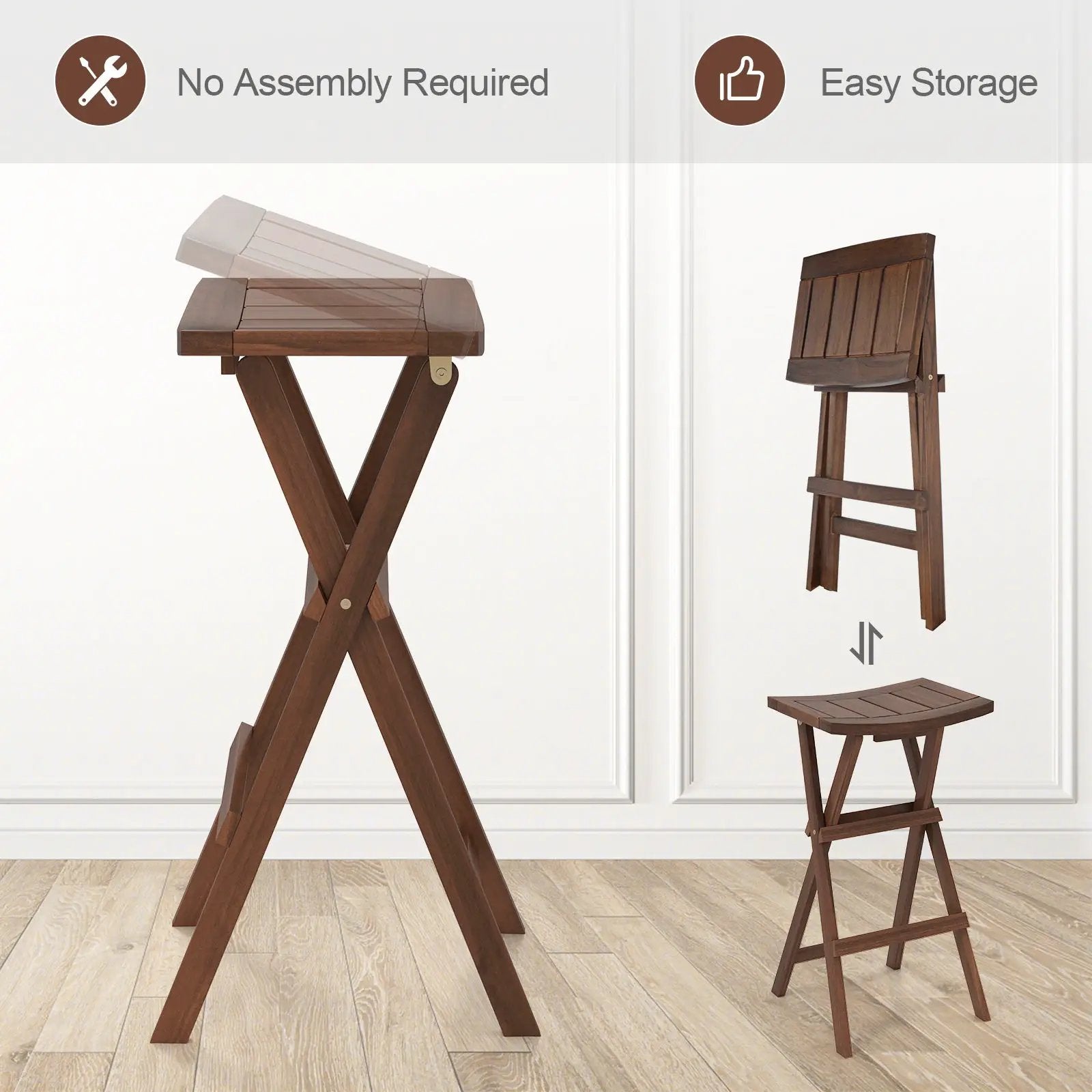 Bar Stools Set of 2 with Saddle Seat and Footrest for Kitchen Island and Balcony by DirectDeals