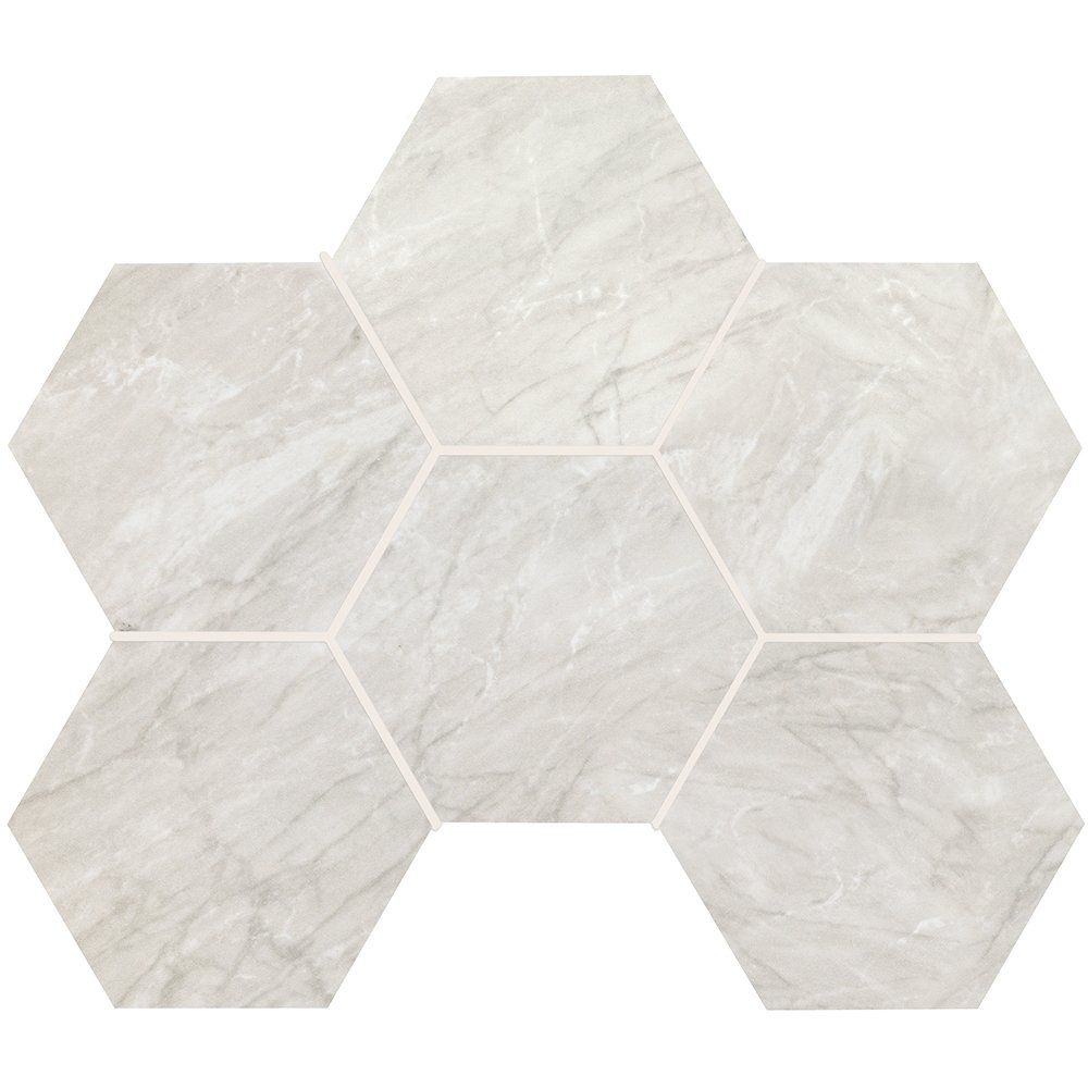 Bardiglio Gray Honed Hexagon Marble Look Porcelain Mosaics 12x16 1/3 Porcelain Honed 12x18 Mosaics