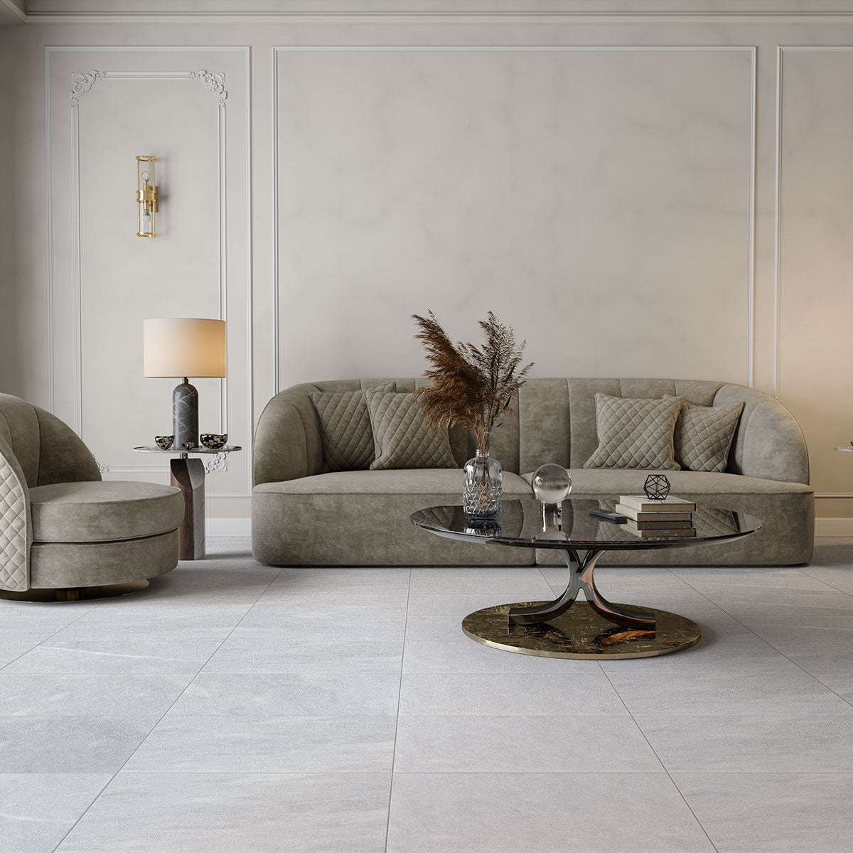 Bardiglio Light Fine Textured Marble Tiles 16x16 Marble Fine Textured 18x18 Tiles — 2