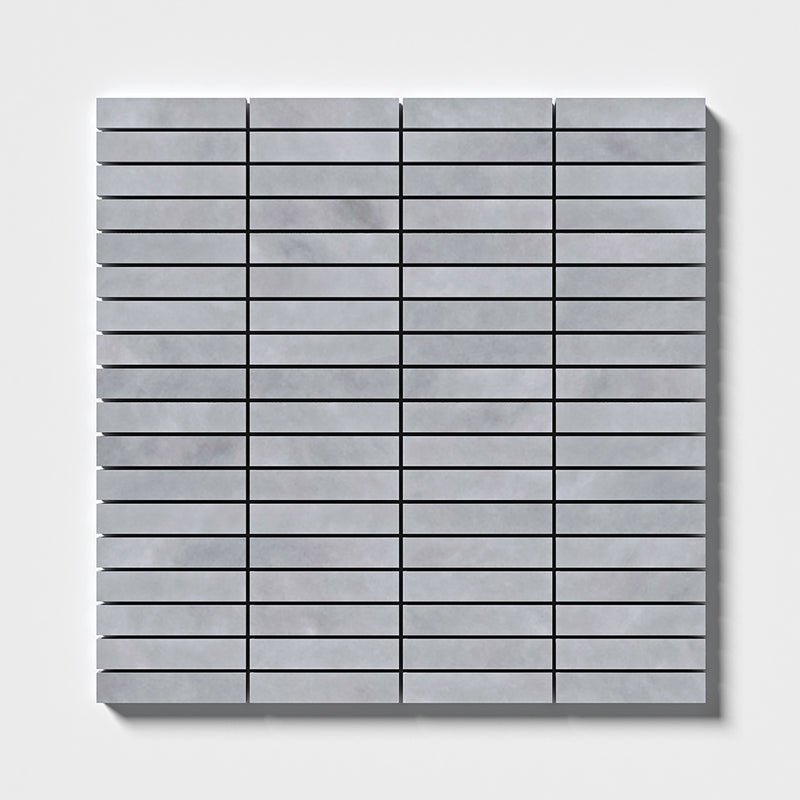 Bardiglio Light Honed 5/8x3 Marble Mosaics 12x12 Marble Honed 12x12 Mosaics