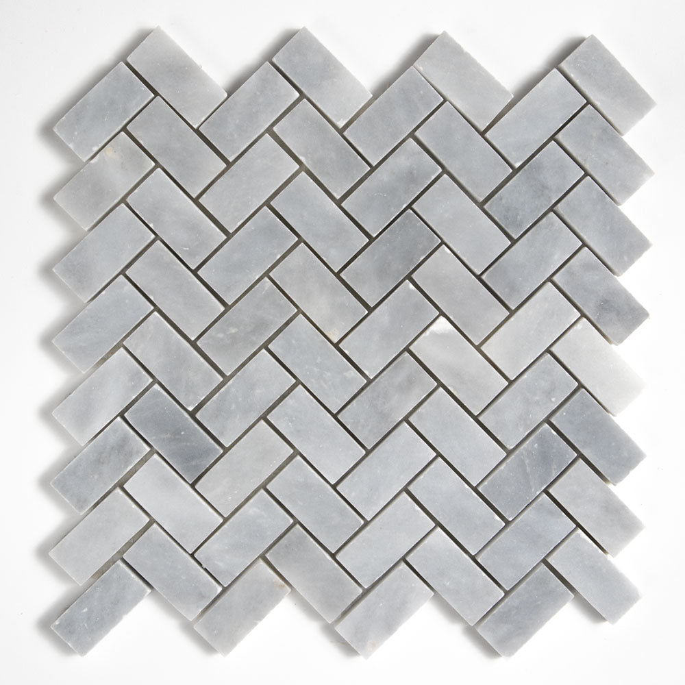 Bardiglio Light Honed Espiga 1x2 Marble Mosaics 11x11 Marble 12x12 Mosaics
