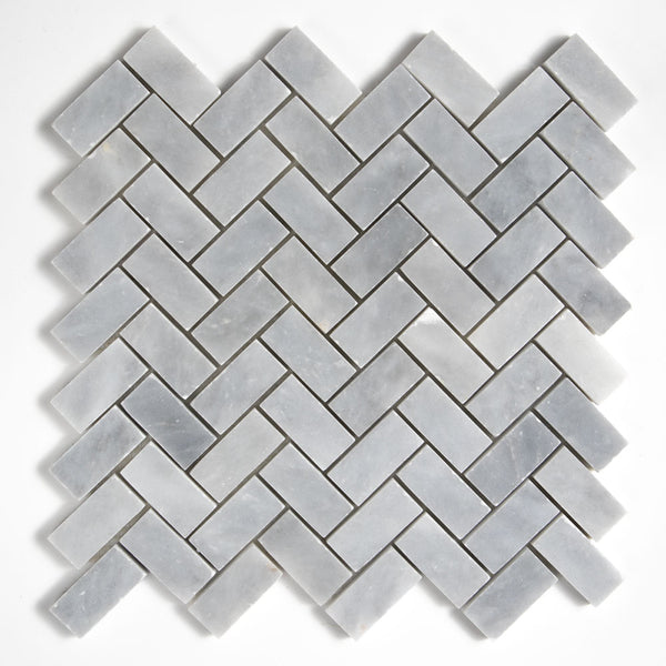 Bardiglio Light Honed Herringbone 1x2 Marble Mosaics 11x11
