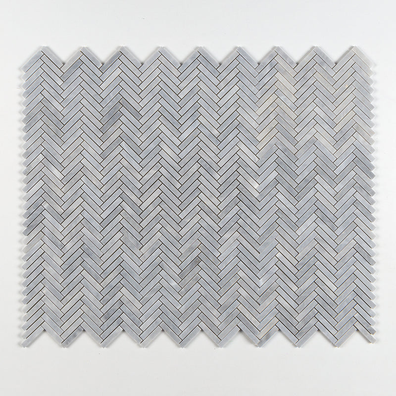 Bardiglio Light Honed Herringbone Marble Mosaics 12 1/8x13 3/8 Marble Honed 16x16 Mosaics — 1