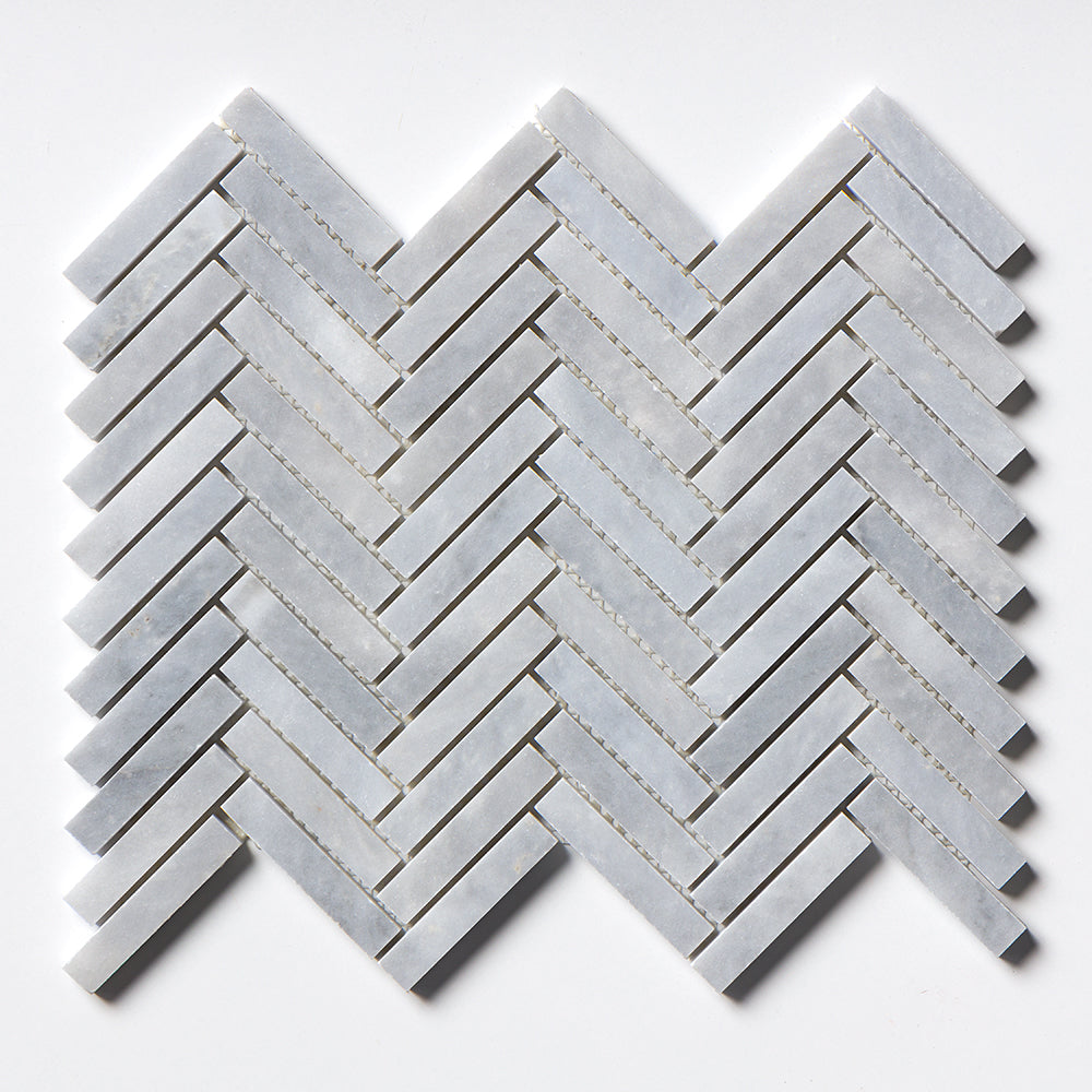 Bardiglio Light Honed Herringbone Marble Mosaics 12 1/8x13 3/8 Marble Honed 16x16 Mosaics