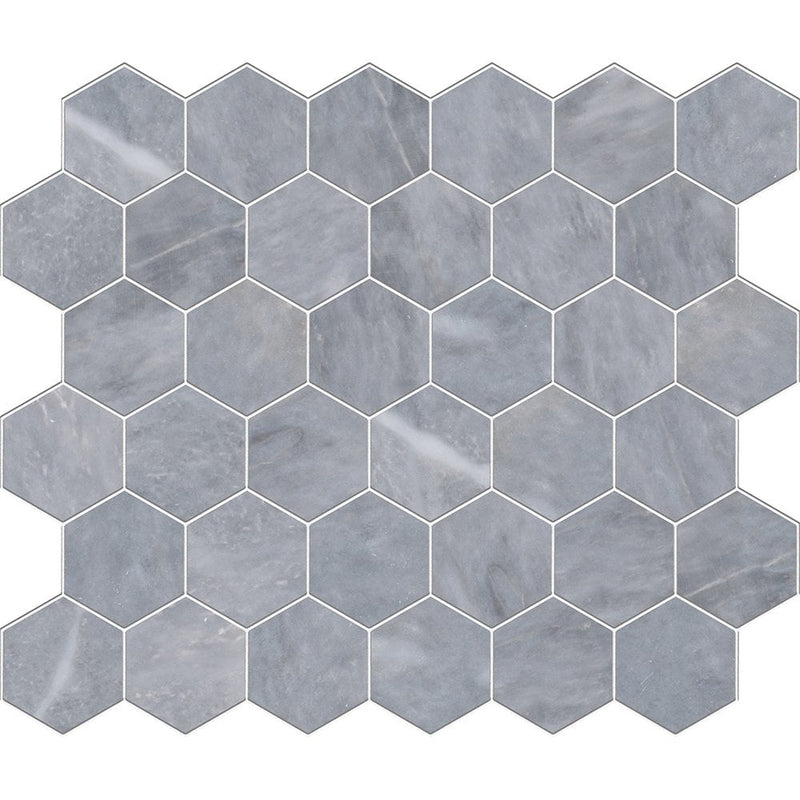 Bardiglio Light Honed Hexagon Marble Mosaics 10 3/8x12 Marble Honed 12x12 Mosaics