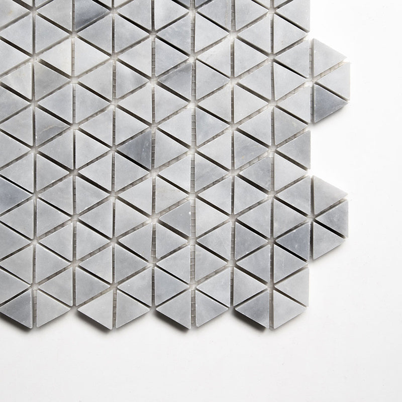 Bardiglio Light Honed Small Triad Marble Mosaics 10 3/16x11 13/16 Marble 12x12 Mosaics — 1