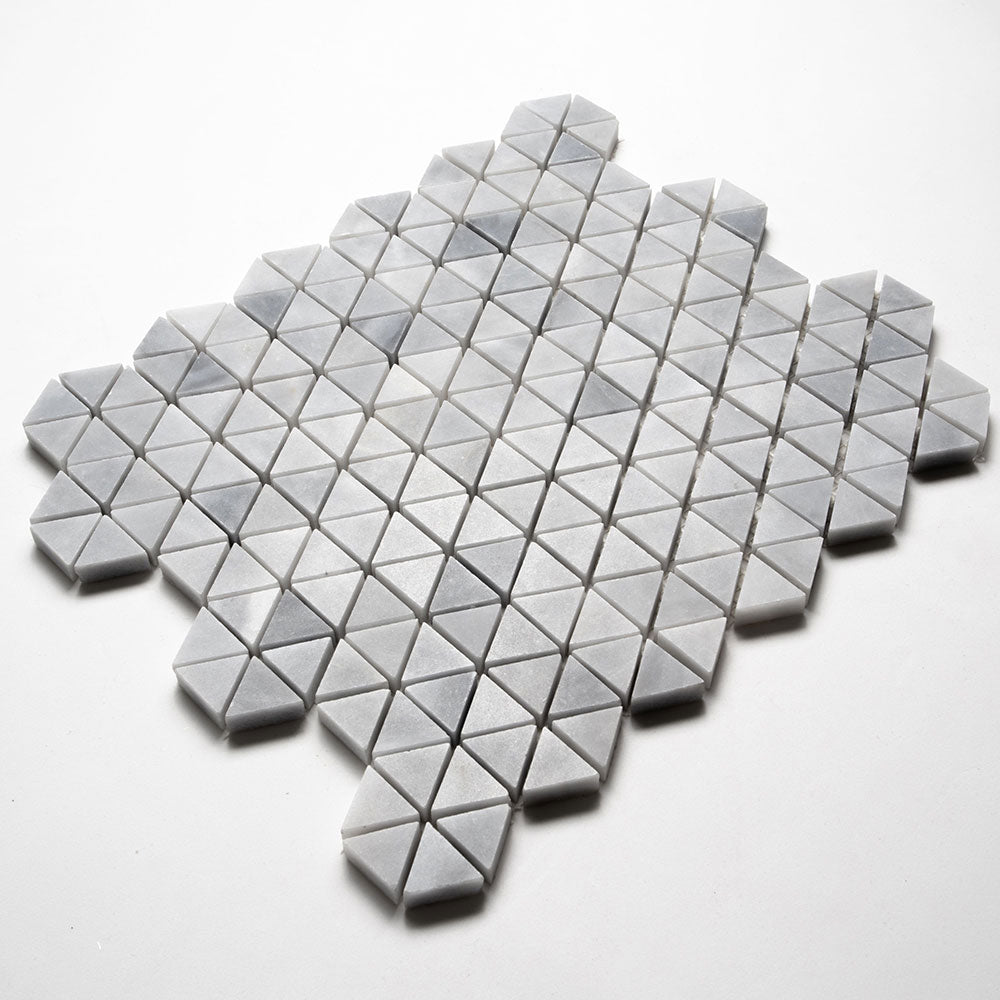 Bardiglio Light Honed Small Triad Marble Mosaics 10 3/16x11 13/16 Marble 12x12 Mosaics — 3