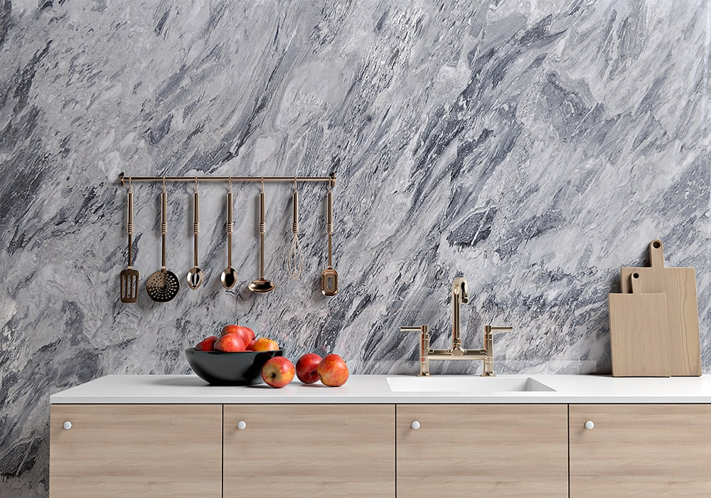 Bardiglio Nuvolato Polished Marble Slab Random 1 1/4 room scene 2