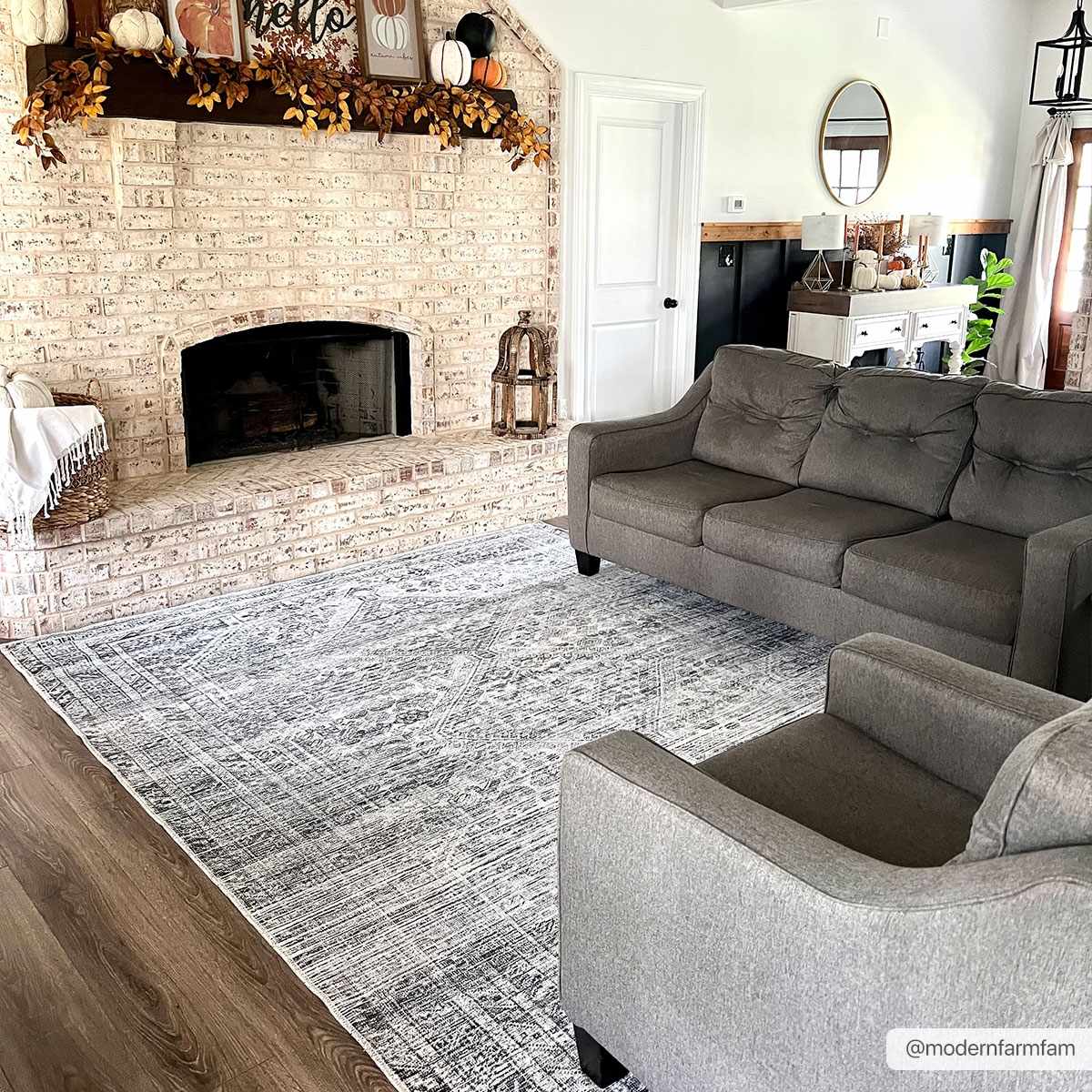 Barny Gray Blue Washable Rug - Clearance by Boutique Rugs