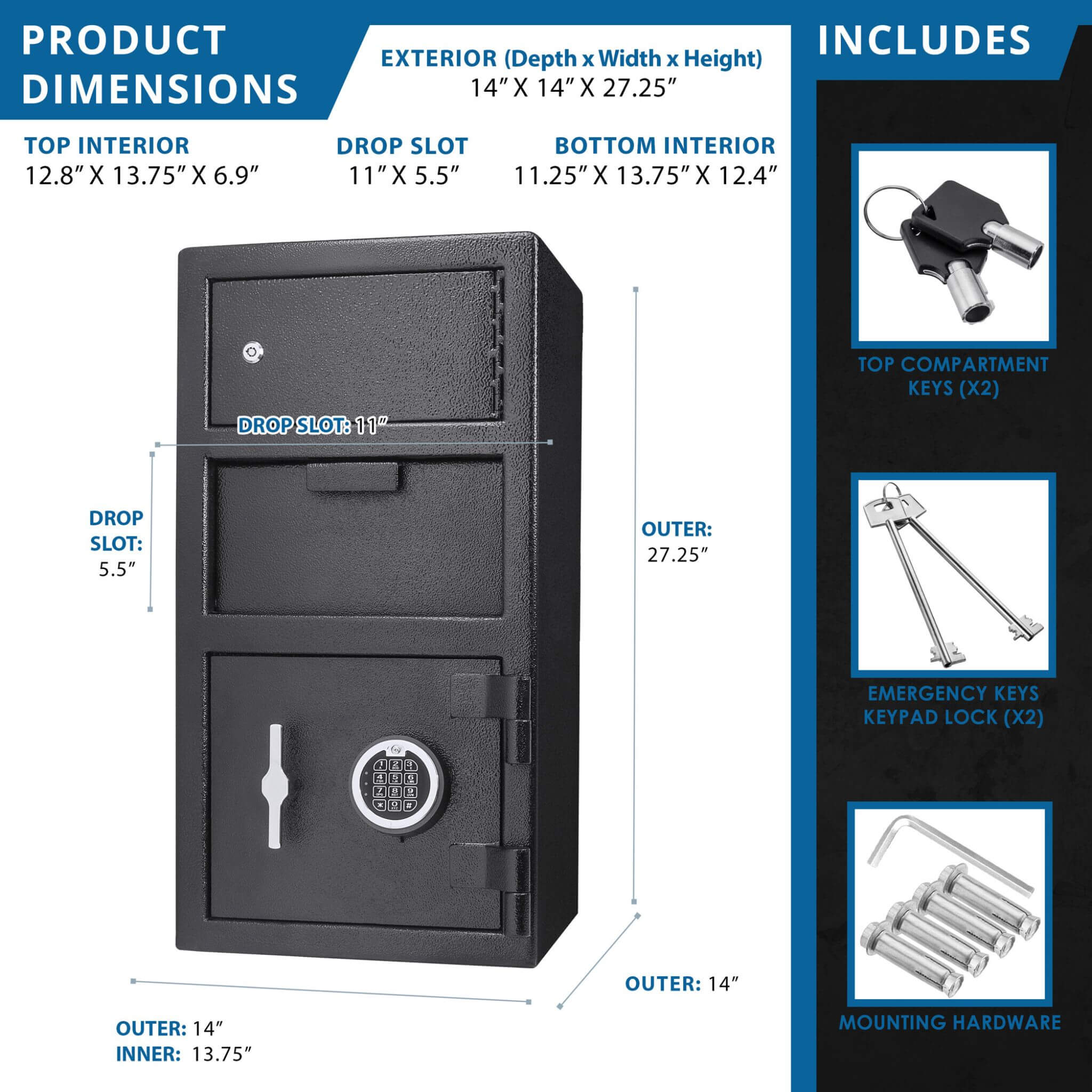 Barska 0.78 CF Heavy-Duty Large Steel Depository Safe With Digital Keypad (SAK75106) by SAKSBY WHOLESALE