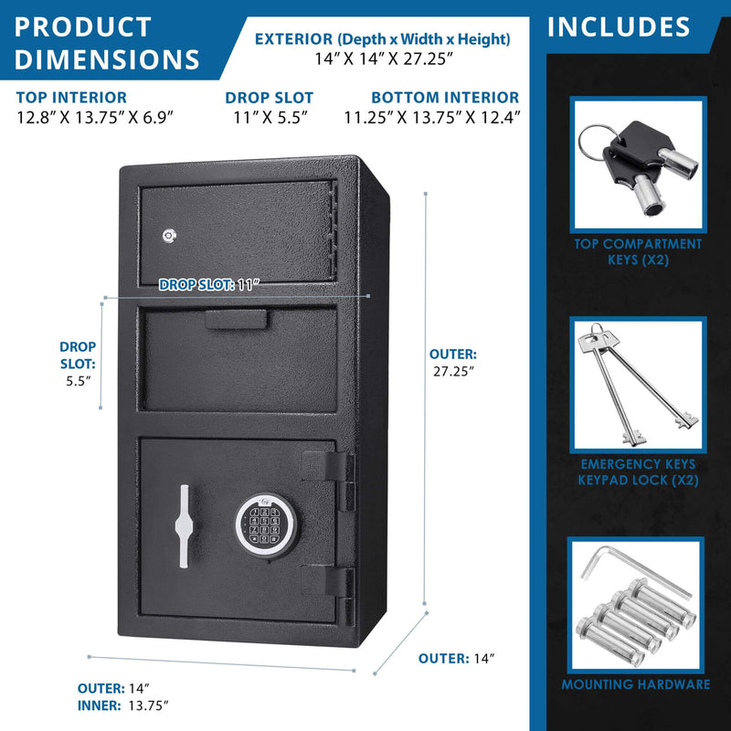 Barska 0.78 CF Heavy-Duty Large Steel Depository Safe With Digital Keypad (SAK75106) by SAKSBY WHOLESALE