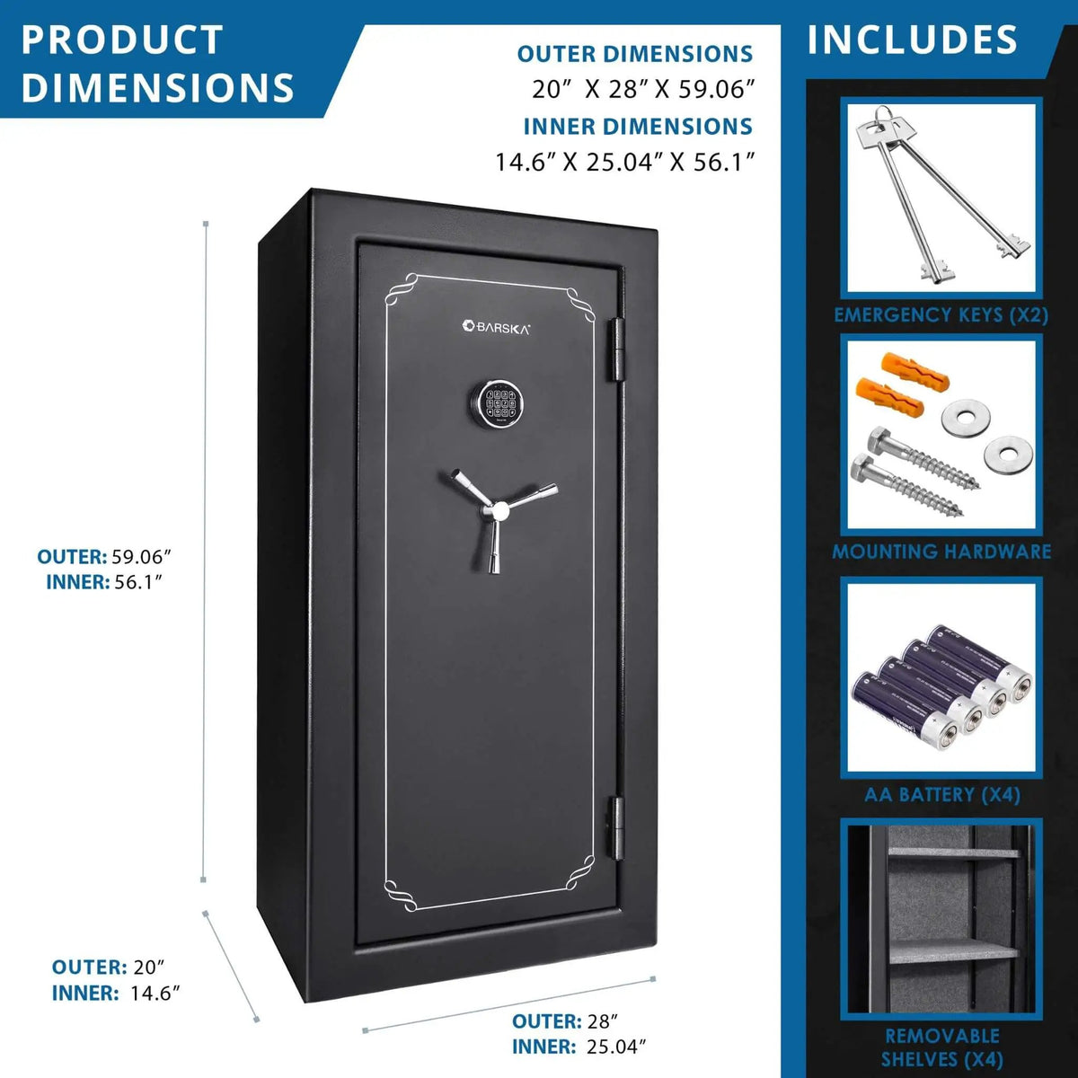 Barska 1.87 CF Heavy-Duty Extra-Large Industrial Steel Fireproof Safe Vault With Digital Keypad (SAK63810) by SAKSBY WHOLESALE