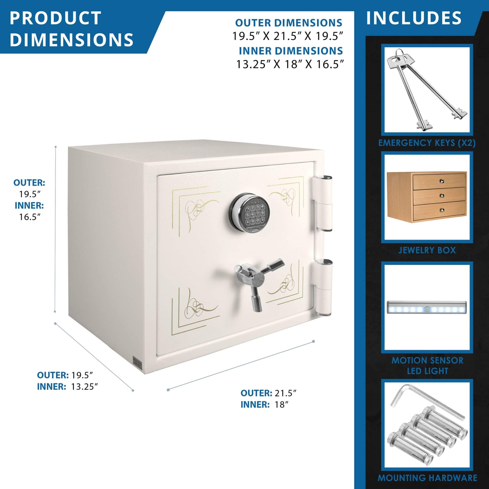 Barska 1.91 CF White Fireproof Jewelry Safe With Digital Keypad Lock (SAK42861) by SAKSBY WHOLESALE