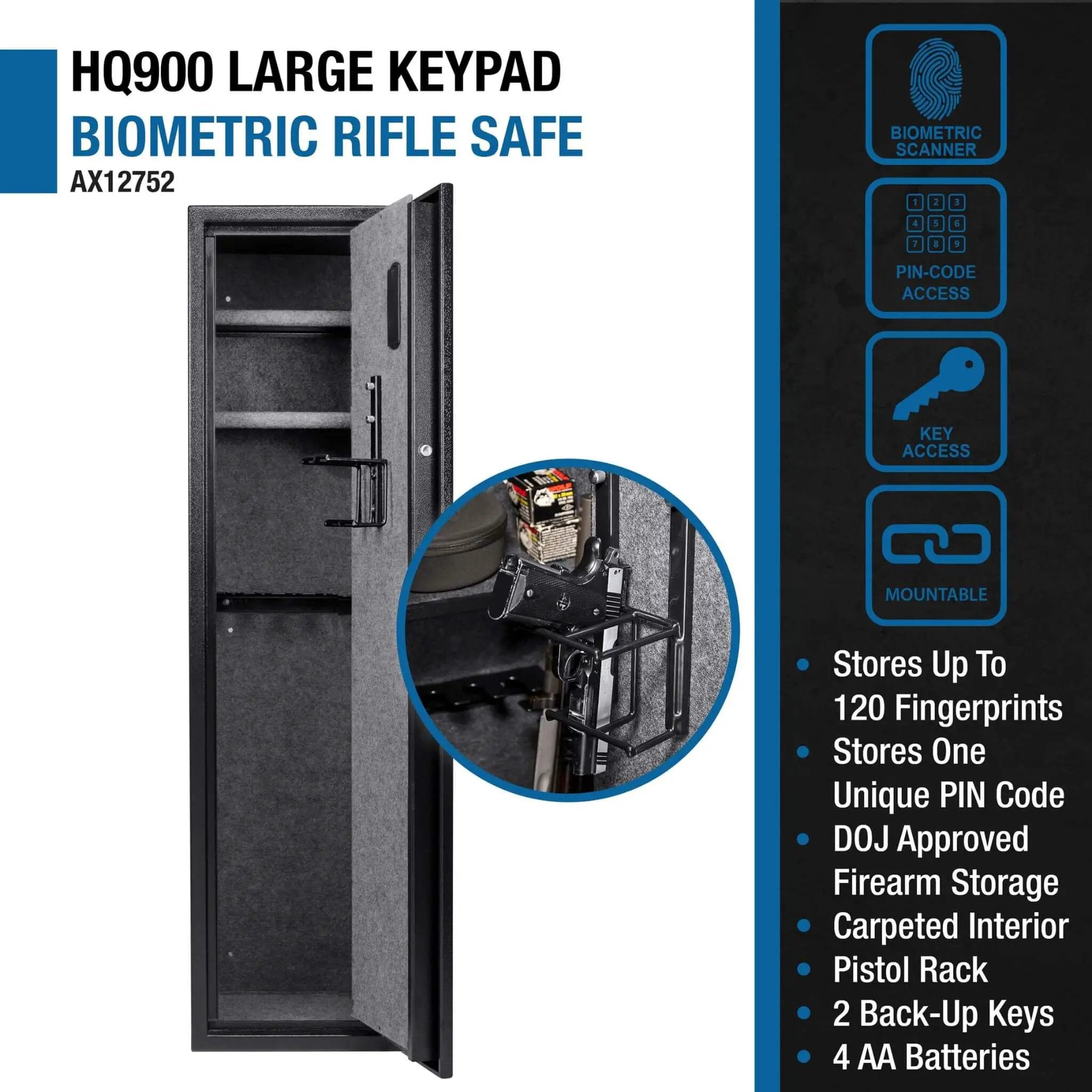 Barska 4.33 CF Heavy-Duty Rifle Gun Safe With Biometric And Digital Keypad Access (SAK80356) by SAKSBY WHOLESALE
