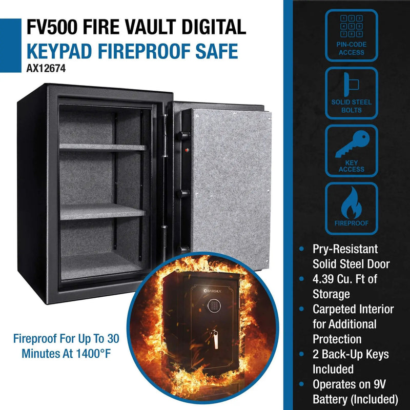Barska 4.39 CF Heavy-Duty Steel Fireproof Safe Vault With Digital Keypad (SAK51786) by SAKSBY WHOLESALE